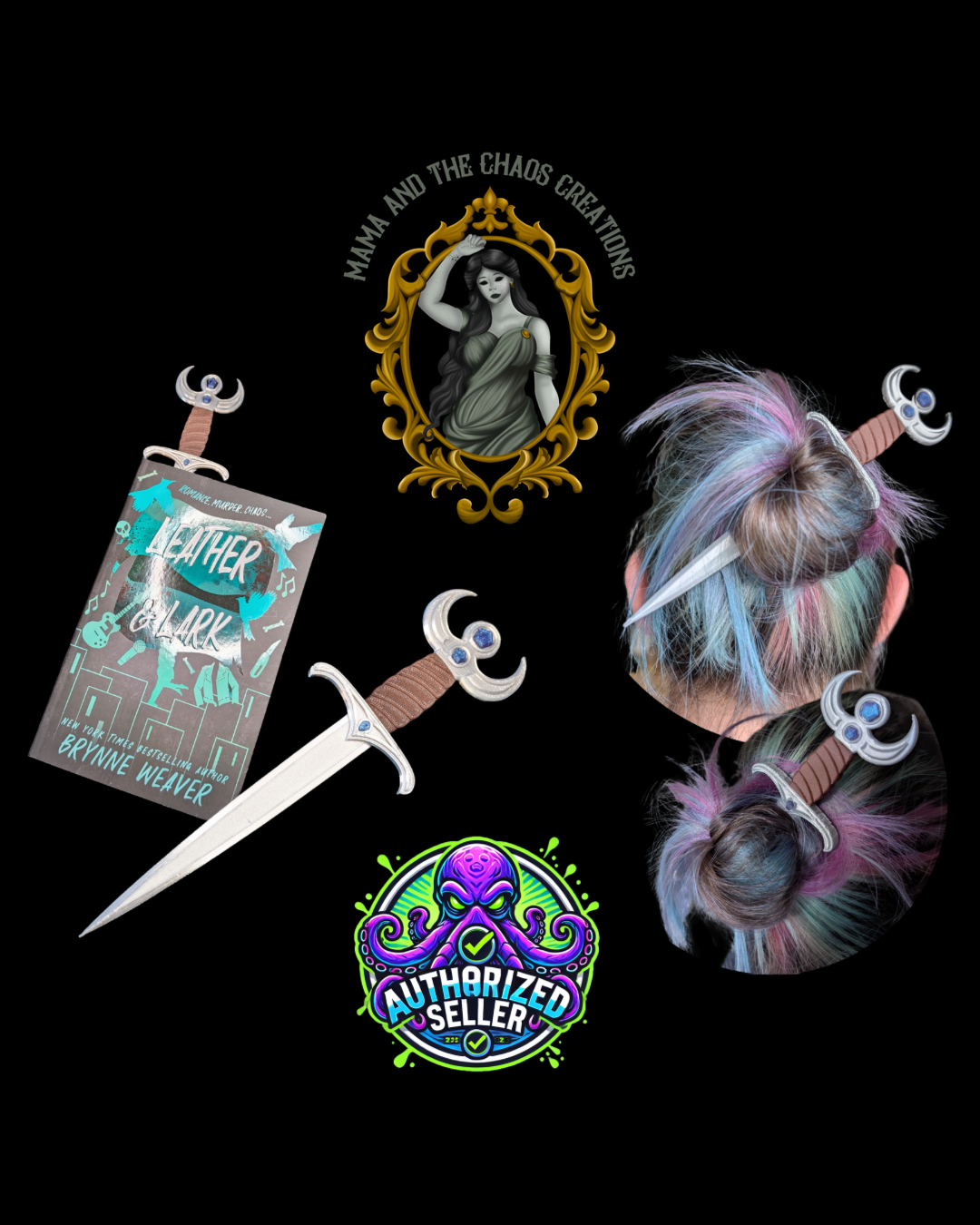⚔️ Crescent Dagger Hair Stick & Bookmark