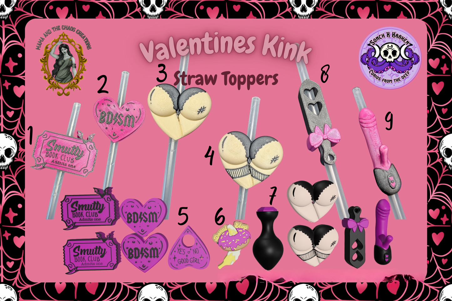 Valentines Kink Straw Toppers