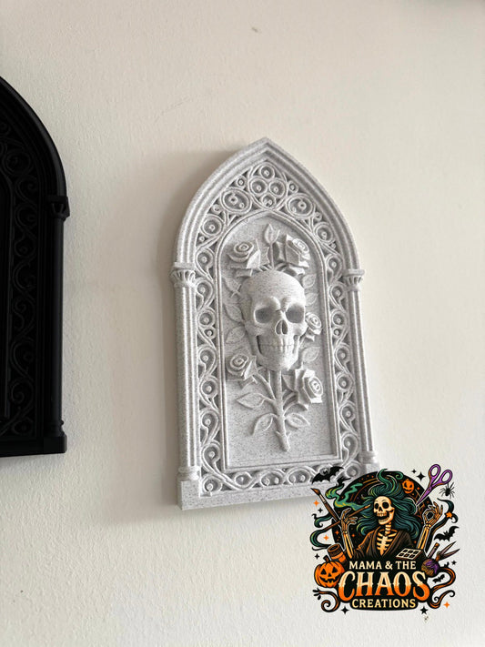 Skull & Roses Cathedral Frame Wall Decor