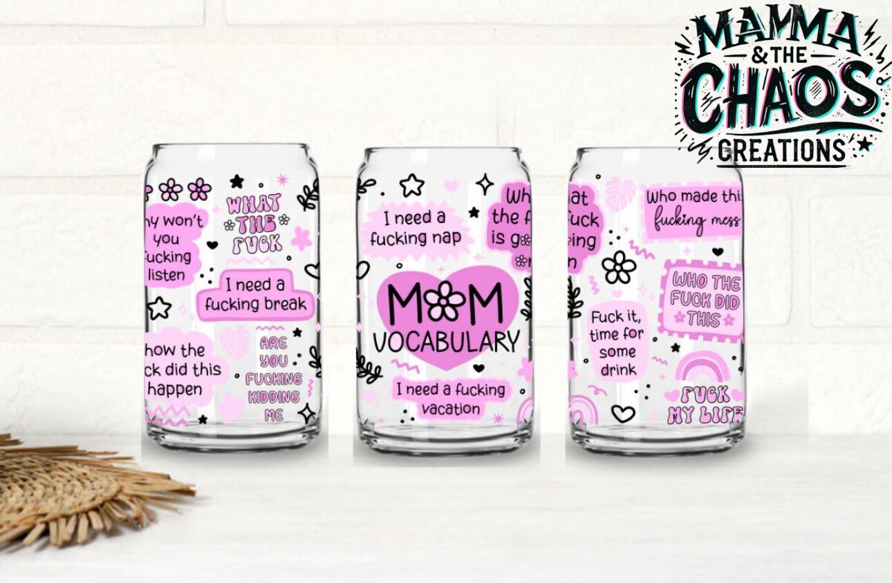 Mom Vocabulary Glass Can Tumbler