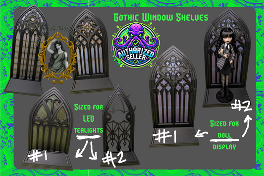 Gothic window shelves