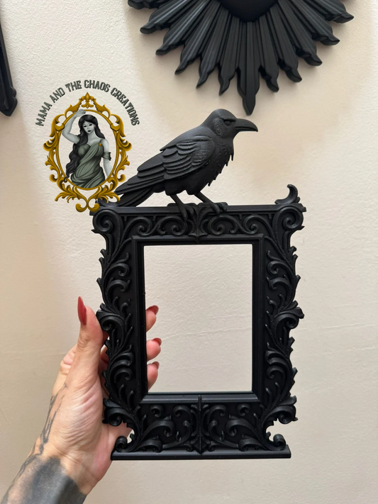 Single Crow Gothic Frame Wall Decor