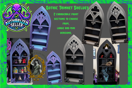 Gothic trinket shelves decor