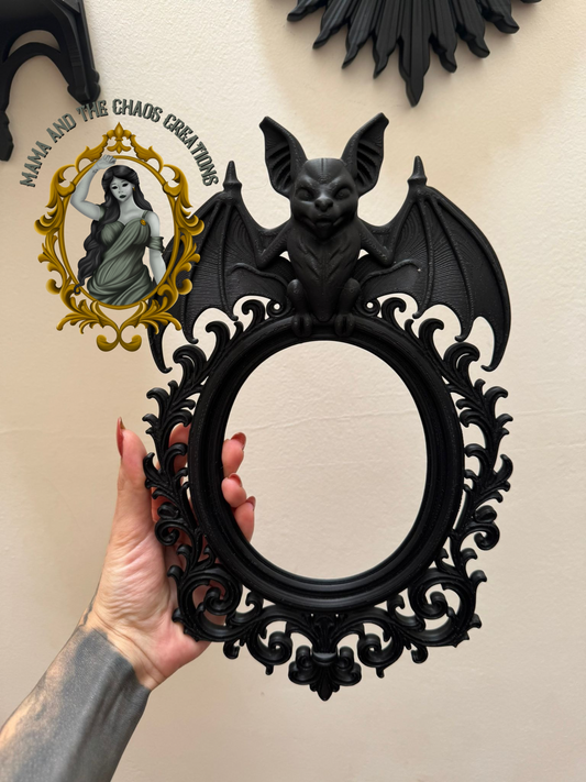 Round Bat Gothic Frame Wall Decor